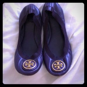 Tory Burch Purple Leather Caroline Flats